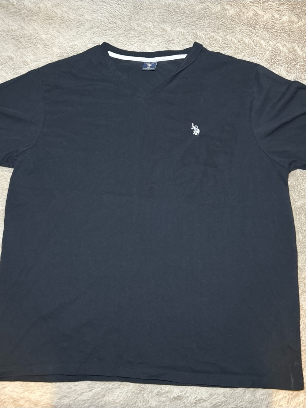 U.S. Polo Assn. Navy V-Neck Tee with White Polo Emblem